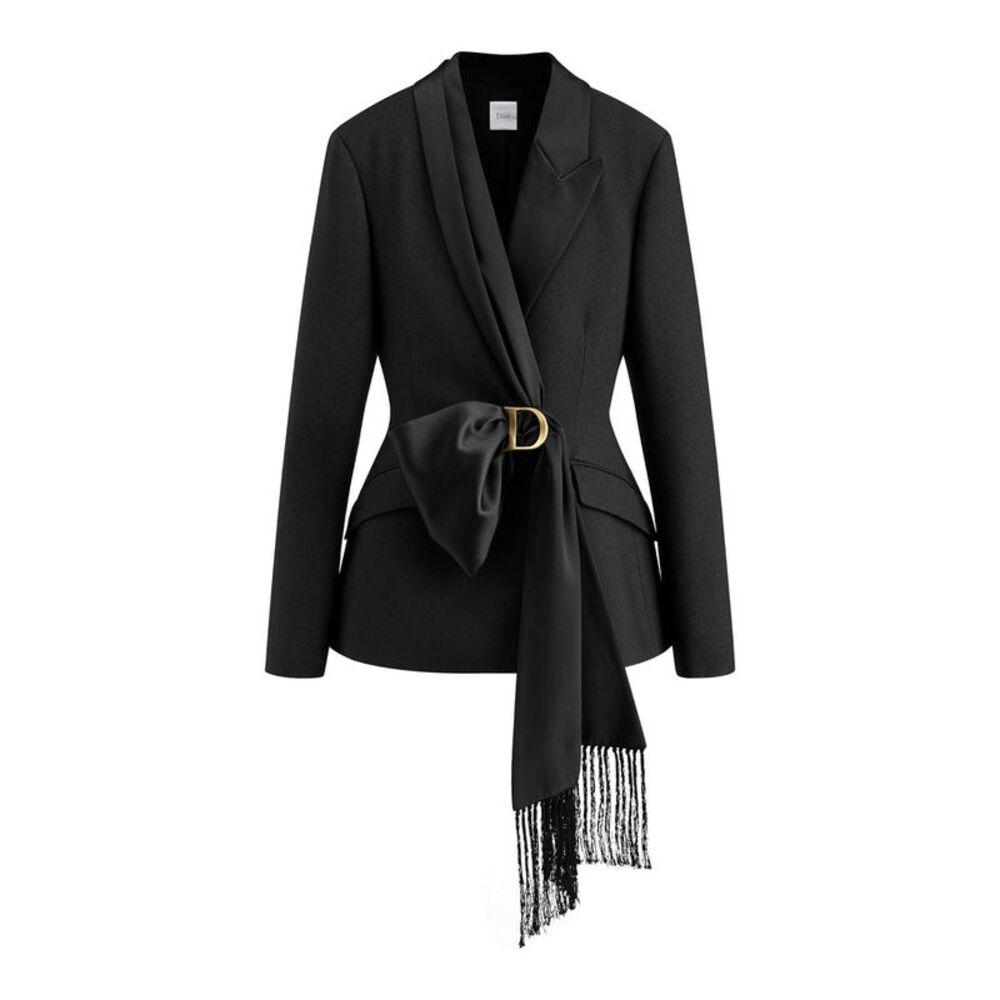 Christian Dior Women Black Virgin Wool And Silk Crêpe Fitted Jacket
